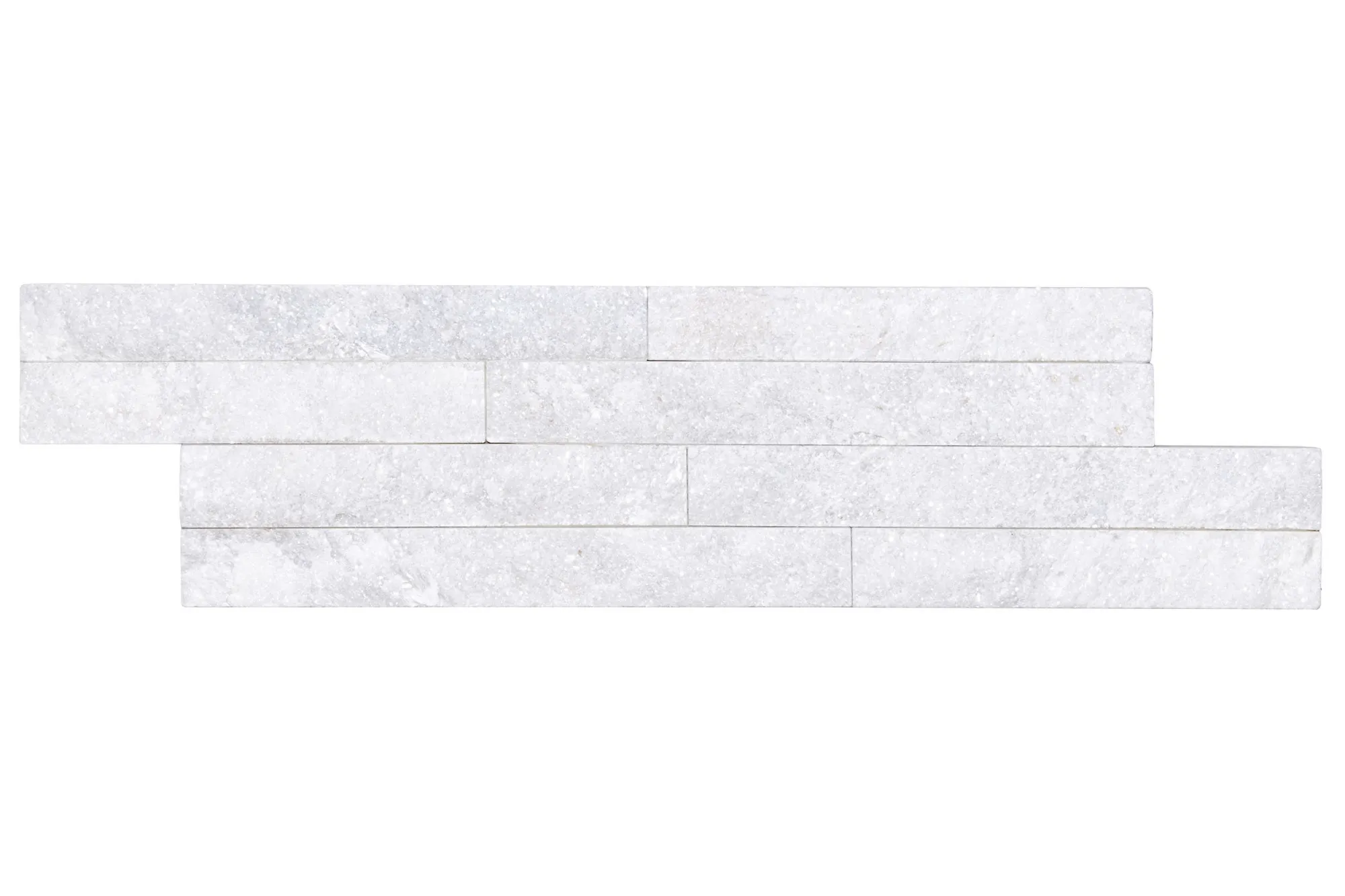 Kamień naturalny elewacyjny QUARTZ WHITE 10X35 biały - ułożony widok z góry